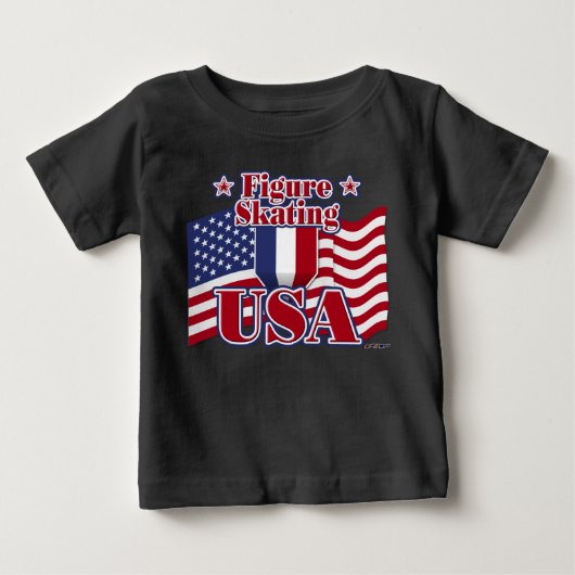 姿スケートで滑るUSA ベビーTシャツ (正面)
