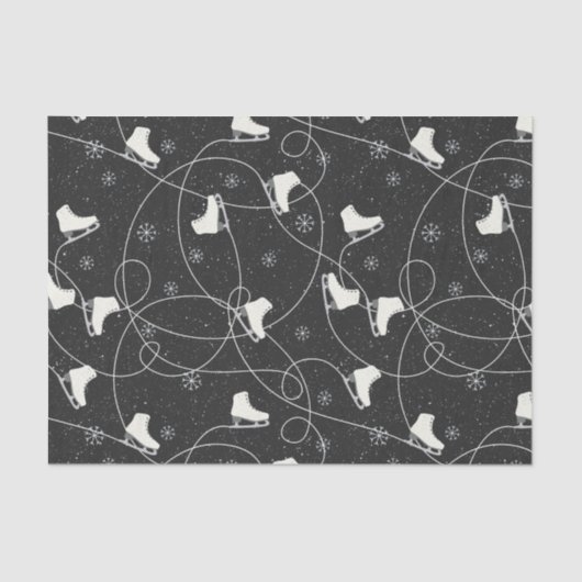 姿スケートスケートで滑るオンほぼ黒の灰色 薄葉紙 (正面)