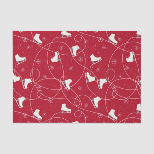 姿スケートスケートで滑るオン明るい赤 薄葉紙 (正面)