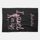 姿スケートブレードタオルアクセルインライフピンクグラム キッチンタオル (横)