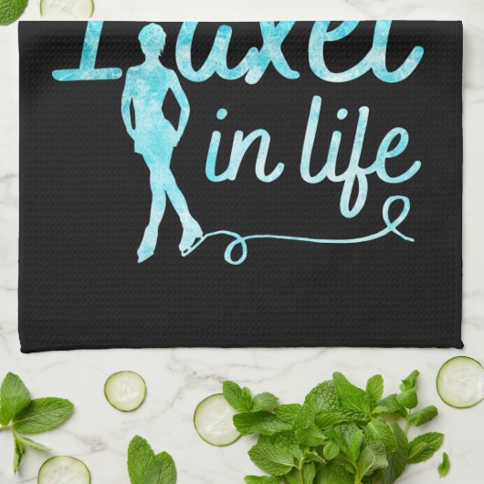 姿スケートブレードタオルアクセルインライフブルー凍ってい キッチンタオル (折り畳み)