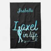 姿スケートブレードタオルアクセルインライフブルー凍ってい キッチンタオル (縦)