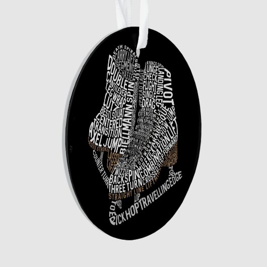 姿スケートワードアートアイススケートで滑る オーナメント (正面)