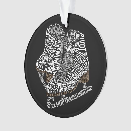 姿スケートワードアートアイススケートで滑る オーナメント (正面)