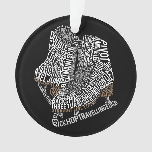 姿スケートワードアートアイススケートで滑る オーナメント (正面)