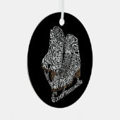 姿スケートワードアートアイススケートで滑る メタルオーナメント (正面右)