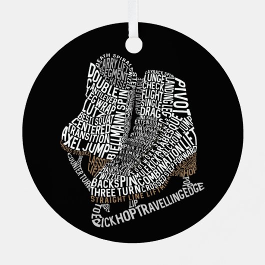 姿スケートワードアートアイススケートで滑る メタルオーナメント (裏面)