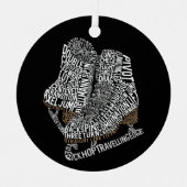 姿スケートワードアートアイススケートで滑る メタルオーナメント (正面)