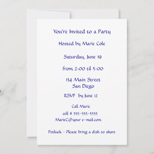 姿スケー幻惑タ氷スケートで滑るパーティー 招待状 (裏面)