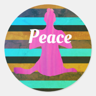 姿ストライプとヨガのシール ラウンドシール