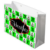 姿パーソナライズされたスケートで滑るクリスマス抱き枕 ラージペーパーバッグ (正面アングル)