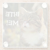 姿勢おもしろいのいい猫に噛まれる ガラスコースター (裏面)