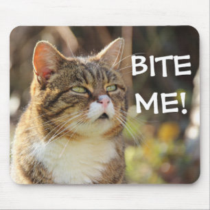 姿勢おもしろいのいい猫に噛まれる マウスパッド