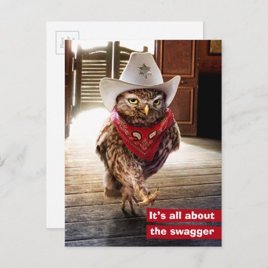 姿勢と短剣で丈夫な西部の保安官フクロウ ポストカード (正面/裏面)