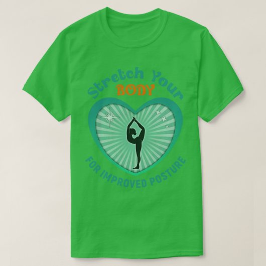 姿勢を改善するために体を伸ばす Tシャツ (デザイン正面)