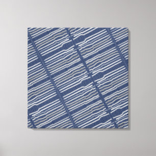 姿勢ストライプ灰色の青い白い色調の キャンバスプリント