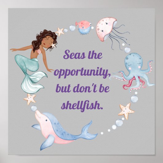 姿勢海の生き物ことわざポスター ポスター (正面)