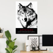 姿勢白黒感動的ウルフ ポスター (ホームオフィス)