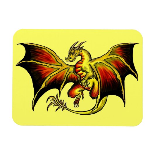 姿勢芸術的カラフルドラゴン長方形マグネット マグネット (横)