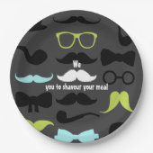 威勢のよい小さな男の口ひげパーティー ペーパープレート (正面)