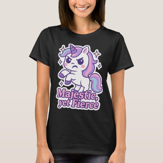 威厳あるも激しいかわいいユニコーンTシャツ Tシャツ (正面)