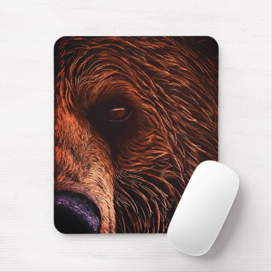 威厳あるクマの肖像画アート - 迫力ある野生動物 マウスパッド (マウス)