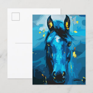 威厳ある青い馬のアート - 力強さと優雅さ ポストカード