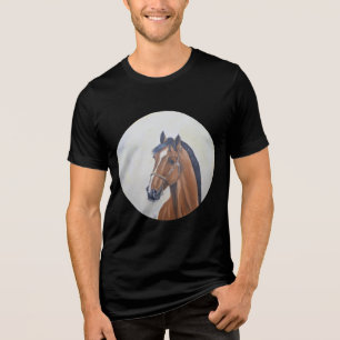 威厳ある馬の肖像Tシャツ トライブレンドTシャツ