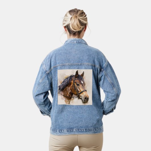 威厳ある馬の頭のデニムジャケット デニムジャケット (モデル)