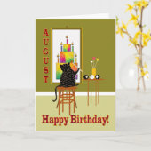 威厳があるな猫の絵画のお誕生日ケーキ カード (黄色い花)