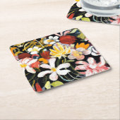 威厳があるマケ絵画の、花の絨毯。 スクエアペーパーコースター (アングル)