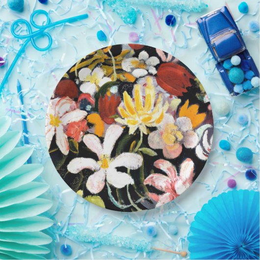 威厳があるマック絵画スの花のカーペット ペーパープレート (パーティー)