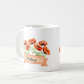 威厳がある誕生フラワーポピー誕生日 コーヒーマグカップ (正面左)