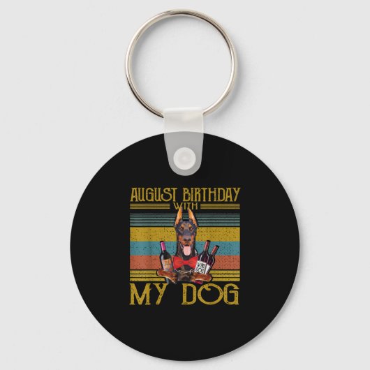 威厳がある誕生日と（犬）ドーベルマン・ピンシェル犬2020 キーホルダー (正面)