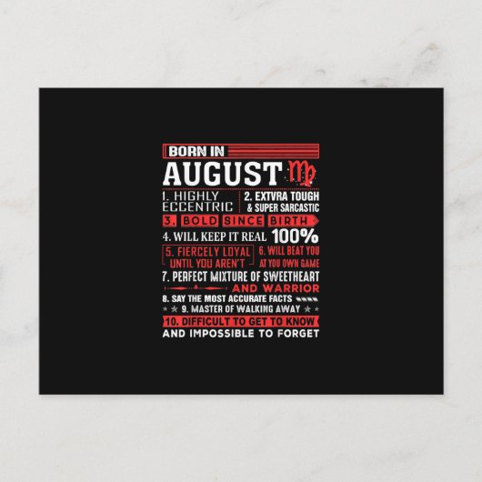 威厳がある誕生日ギフト生まれ-《星座》乙女座威厳がある中 案内ポストカード (正面)