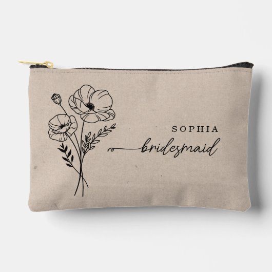 威厳がある誕生月の花の花嫁パーソナライズされた付け アクセサリーポーチ (正面)