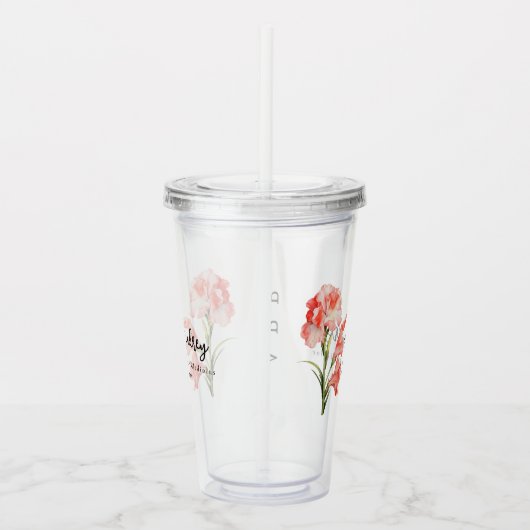 威厳がある誕生月花グラジオラスパーソナライズされた アクリルタンブラー (右)