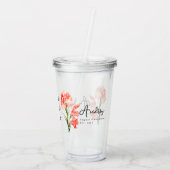 威厳がある誕生月花グラジオラスパーソナライズされた アクリルタンブラー (裏面)