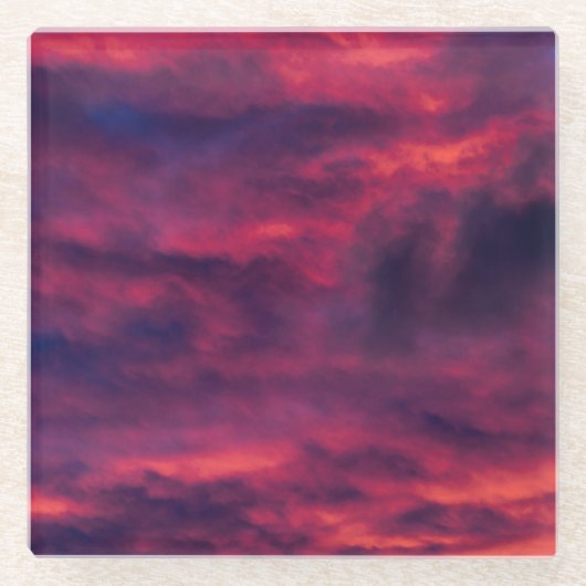 威厳がある赤 ガラスコースター (正面)