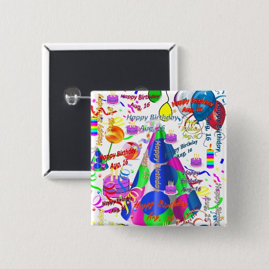 威厳がある, 16誕生日スクエアボタン 缶バッジ (正面&裏面)