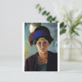 威厳があるMacke -ポートレート女性のアーティスト&ハット1909 ポストカード (スタンド正面)