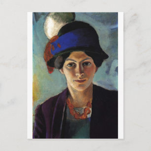 威厳があるMacke -ポートレート女性のアーティスト&ハット1909 ポストカード
