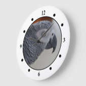 威厳のあるなアフリカ灰色のオウム ラージ壁時計 (傾斜)