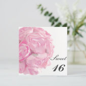 威厳のあるなピンクのバラのSweet sixteenの誕生会 招待状 (スタンド正面)