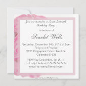 威厳のあるなピンクのバラのSweet sixteenの誕生会 招待状 (裏面)