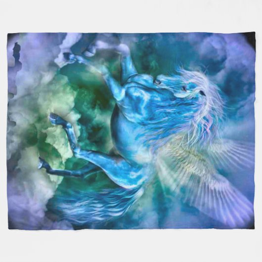 威厳のあるなペガソスのファンタジーの馬のプラシ天 フリースブランケット (正面(横))