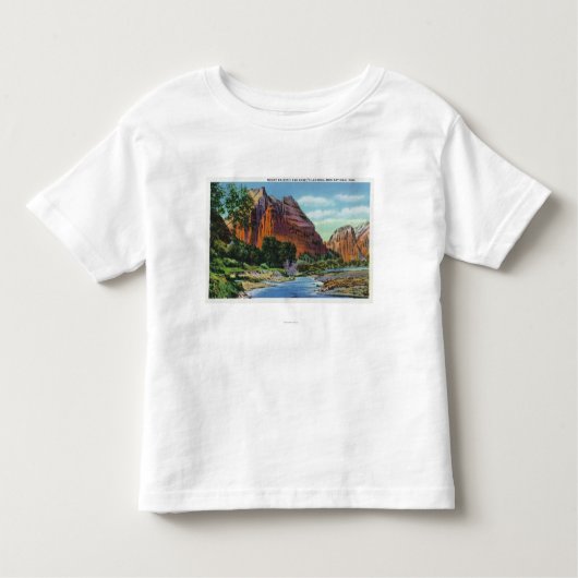 威厳のあるな山および天使の着陸の眺め トドラーTシャツ (正面)