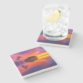 威厳のあるな日没| Waileaのビーチ、マウイ、ハワイ ストーンコースター (横)