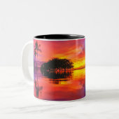 威厳のあるな日没| Waileaのビーチ、マウイ、ハワイ ツートーンマグカップ (正面左)