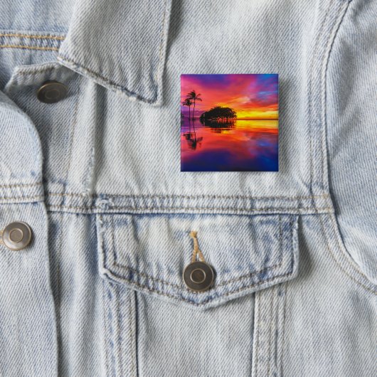 威厳のあるな日没| Waileaのビーチ、マウイ、ハワイ 缶バッジ (インサイチュ)